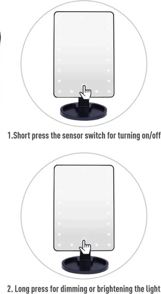 Merkloos Make Up Spiegel - Make Up Spiegel Met Verlichting - 16 LED Lampen - Make Up Organizer - Scheerspiegel - - Afbeelding 4