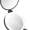 Navaris 1x/5x Vergrotende Make-up Spiegel - Compacte Opvouwbare Kap- En Reisspiegel - Led-verlichte Dubbelzijdige Make-upspiegel - Zwart