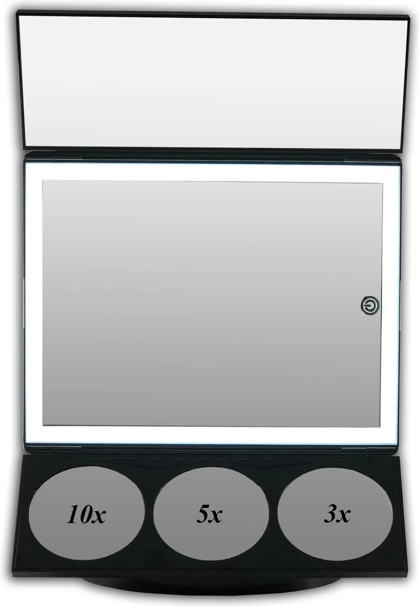 Grote Drieluik LED Make-up Spiegel Touch Knop En Dimmer 1, 3, 5 En 10 Maal Vergroting Inclusief Usb Kabel, Spiegels - Afbeelding 3