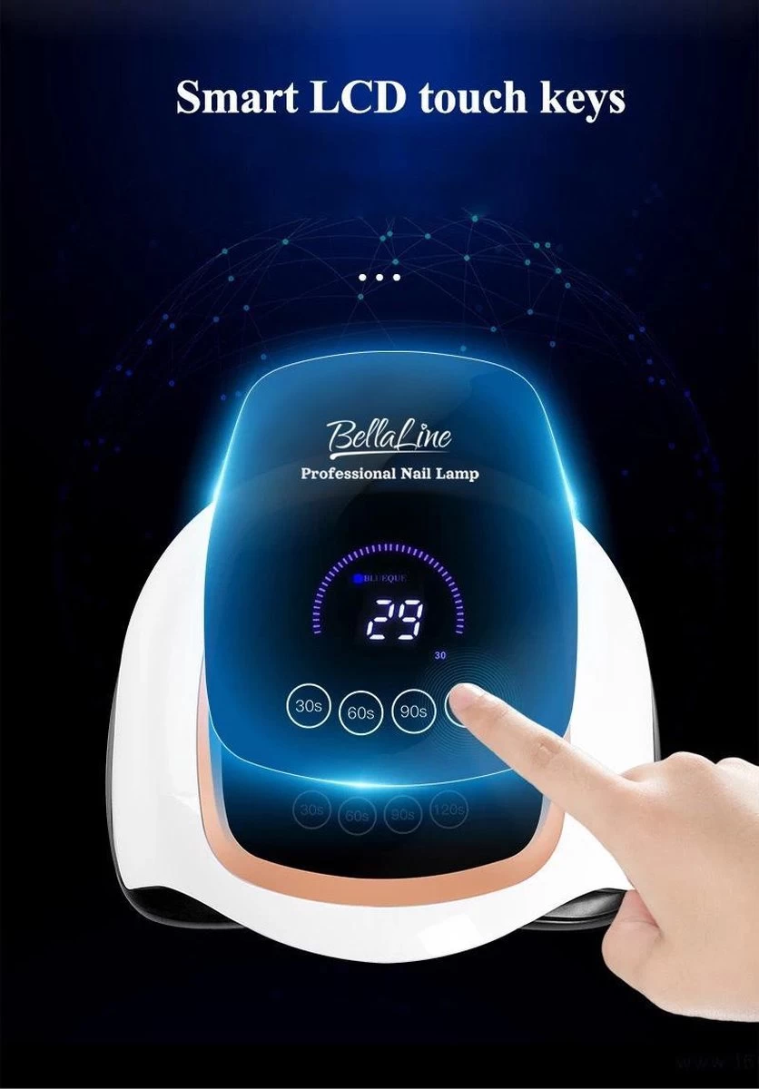 UV Nagel Lamp 168 Watt + 5 Gratis Vijlen - BellaLine - UV Led Nagellamp – Gel Nagel – Nagellak UV – Nageldroger – Salon – Sensor – Gellac - Acryl - Gelnagels – 42 Power Led – Professioneel – Krachtig – Manicure – Extra Lang Snoer - Pink - Pedicure - Afbeelding 2