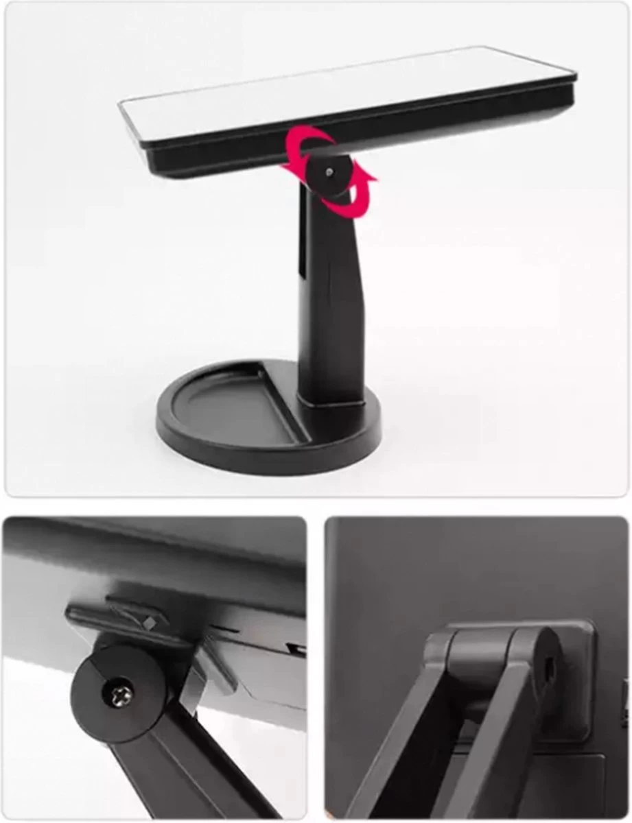 Make-Up Spiegel - LED Verlichting - Zwart - Cosmetica Spiegel - Scheerspiegel - Afbeelding 4