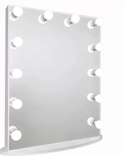 Bright Beauty Vanity Hollywood Make Up Spiegel Met Verlichting - 60 X 80 Cm - Dimbaar - Zonder Rand - Wit - Hoogwaardig Gespoten MDF