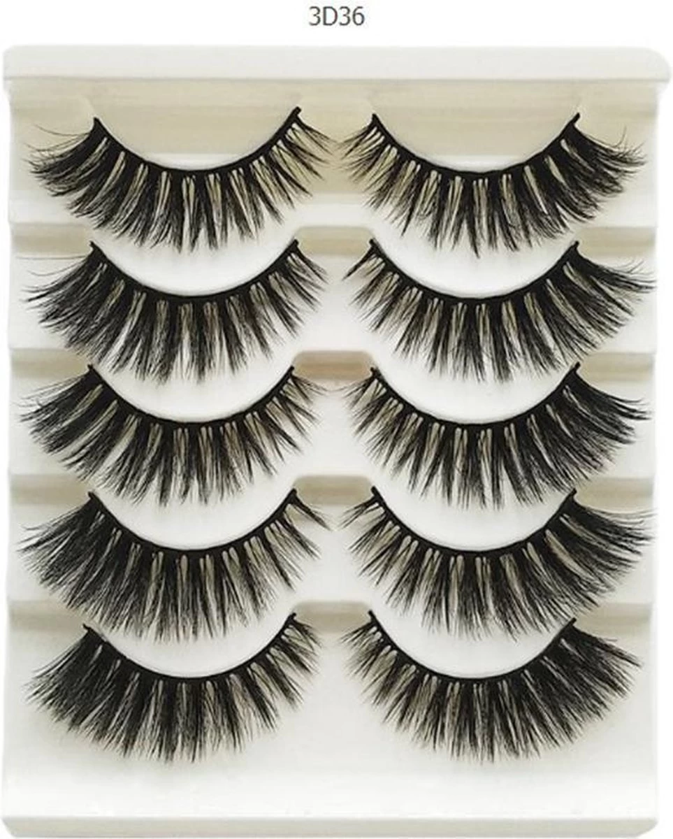 Without Lemons 3D Wimpers 3D36- 5 Paar - Natuurlijke Kunst Wimpers - Nep Wimpers - Valse Wimpers - Zwart - Wimper Extension - Stijlvol - Fake Eyelashes - Natuurlijk - Stijvol - Make Up - 15cm