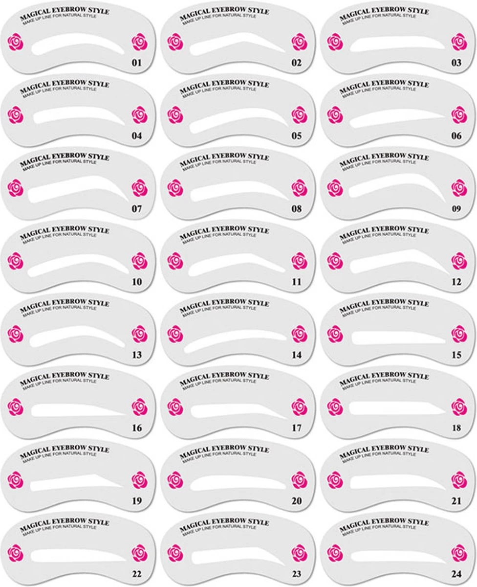 Merkloos Wenkbrauw Stencil / Wenkbrauw Sjabloon Voor Wenkbrauw Stempel - 24 Verschillende Sjablonen - Wenkbrauw Poeder En Wenkbrauwverf - Brow Stamp - Wenkbrauw Vormen - Make Up Set - Make Up Kwasten Set - Cadeau Voor Haar - Wenkbrauwsjablonen - Afbeelding 5